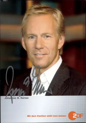 Autogrammkarte Moderator Johannes B. Kerner, Portrait, Autogramm
