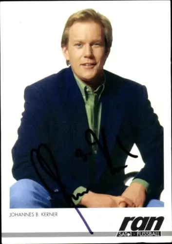 Autogrammkarte Moderator Johannes B. Kerner, Portrait, Autogramm