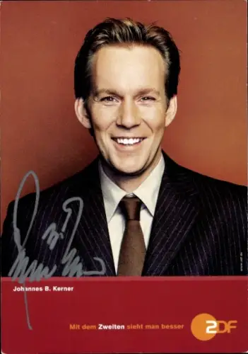 Autogrammkarte Moderator Johannes B. Kerner, Portrait, Autogramm