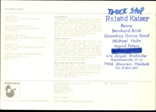 Autogrammkarte Sänger Roland Kaiser, Portrait, Autogramm