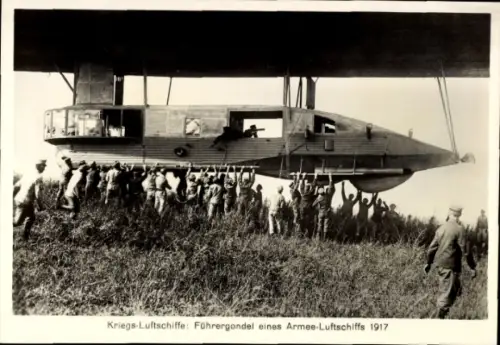 Sammelbild Zeppelin-Weltfahrten Bild 46 Kriegs-Luftschiffe, Führergondel Armee-Luftschiff, 1917