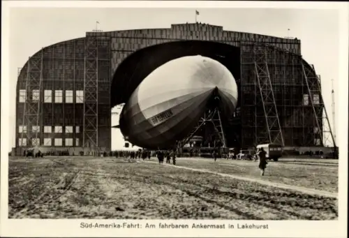 Foto Luftschiff LZ 127 Graf Zeppelin, Südamerikafahrt, Am fahrbaren Ankermast in Lakehurst