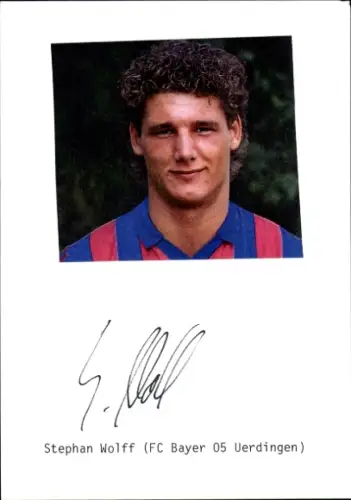 Autogrammkarte Fußballer Stephan Wolf, KFC Uerdingen 05, Portrait
