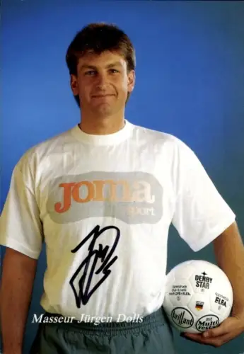 Autogrammkarte Masseur Jürgen Dolls, KFC Uerdingen 05, Autogramm