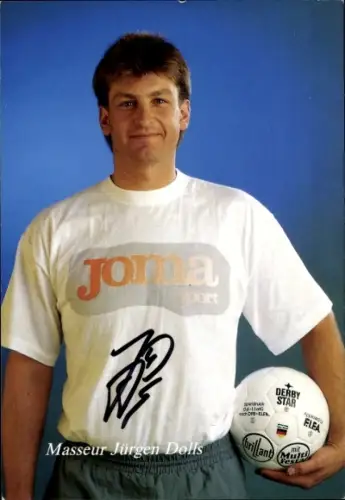 Autogrammkarte Masseur Jürgen Dolls, KFC Uerdingen 05, Autogramm