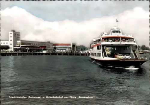 Ak Friedrichshafen am Bodensee, Hafenbahnhof und Fähre Romanshorn
