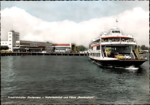 Ak Friedrichshafen am Bodensee, Hafenbahnhof und Fähre Romanshorn