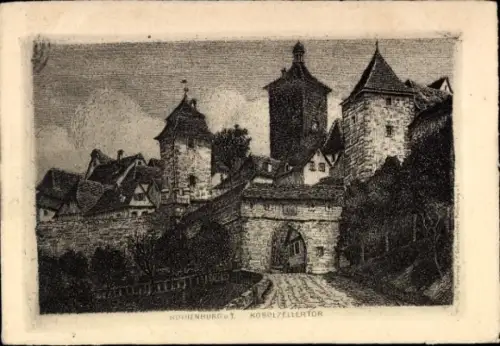 Künstler Ak Rothenburg ob der Tauber Mittelfranken, Kobolzellertor