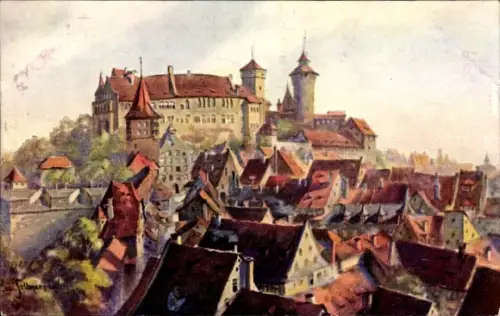 Ak Nürnberg, Burg von  Dächer, Stadtansicht, Süden