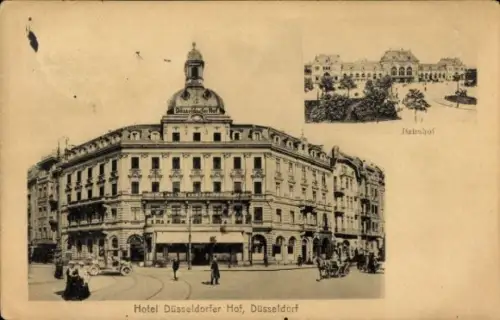 Ak Düsseldorf am Rhein, Hotel Düsseldorfer Hof, Bahnhof