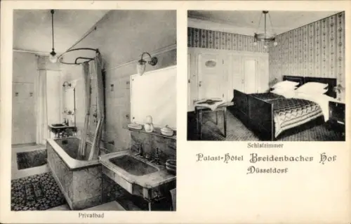 Ak Düsseldorf am Rhein, Palast Hotel Breidenbacher Hof, Schlafzimmer, Privatbad