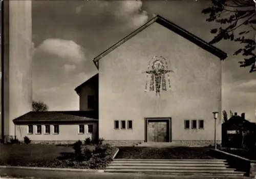 Ak Letmathe Iserlohn im Märkischen Kreis, Friedenskirche  Mosaik von Karl Hellwig, Architektur vo