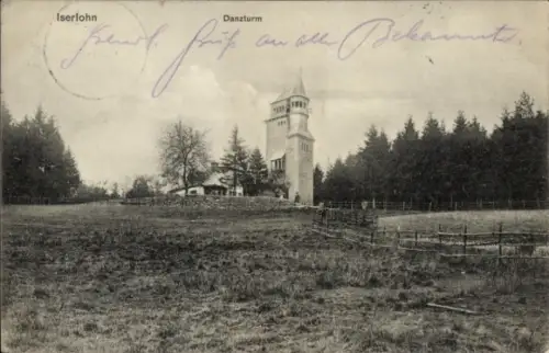 Ak Iserlohn im Märkischen Kreis, Franzosenhohl,  Danzturm, Wald, Wiese
