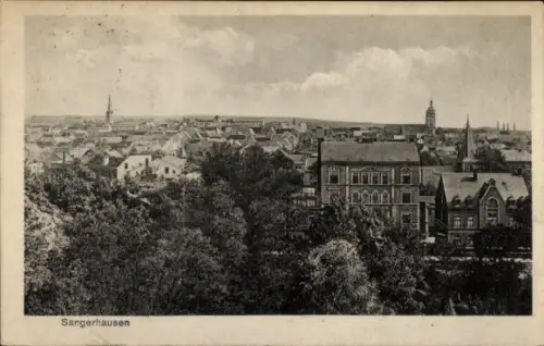 Ak Sangerhausen am Harz, Stadtansicht von  Häuser, Bäume, Himmel
