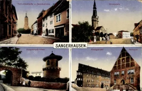 Ak Sangerhausen am Harz, Ulrichplatz, Kylischestraße, Husarenpförtchen, Amtsgericht, Rathaus