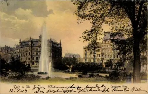 Ak Köln am Rhein, Deutscher Ring, Fontäne