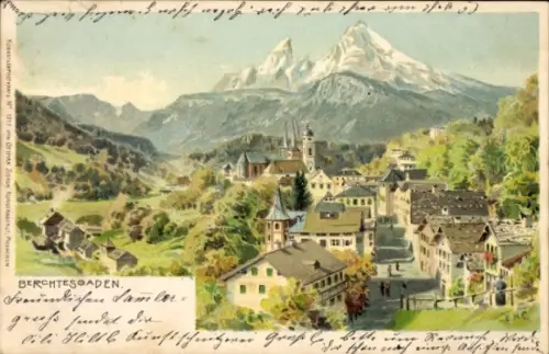 Litho Berchtesgaden in Oberbayern, Gesamtansicht