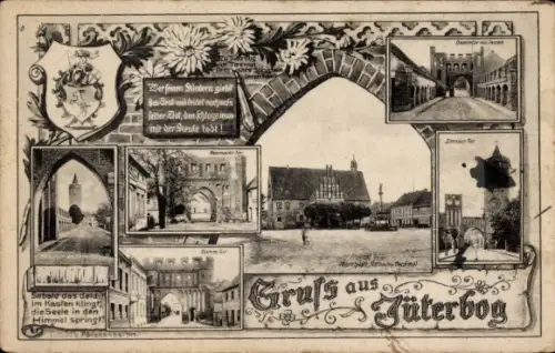 Ak Jüterbog in Brandenburg,  mit mehreren Ansichten von  Gruß aus   Motive