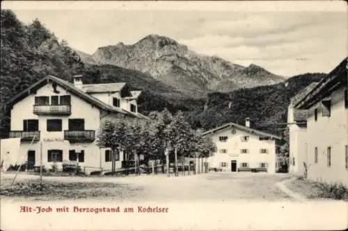 Ak Schlehdorf am Kochelsee Oberbayern, Berglandschaft, Alt-Joch, Herzogstand,  