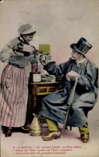 Ak Sarthe Frankreich, Ehepaar, Volkstracht