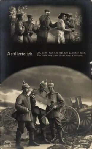 Ak Artillerielied, Deutsche Soldaten, Liebespaar