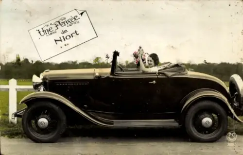 Ak Frau im Auto, Porträt