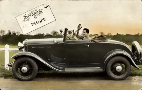 Ak Mann im Auto, Porträt