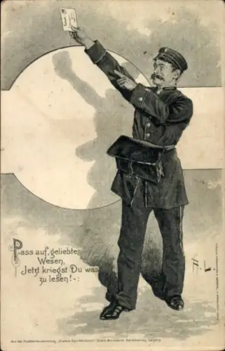 Künstler Ak Briefträger, Pass auf, geliebtes Wesen...