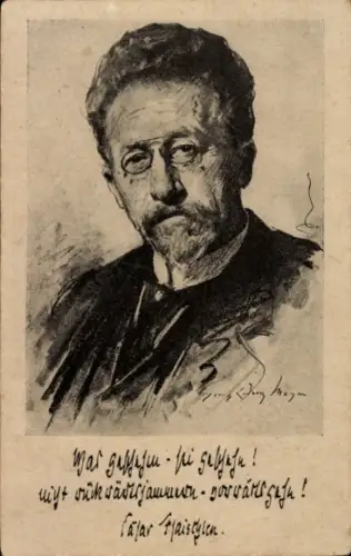 Künstler Ak Meyn, Georg Ludwig, Dichter Cäsar Flaischlen, Portrait