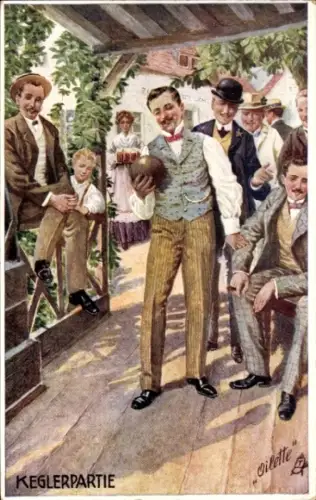 Ak Bowling, Männer beim Kegeln