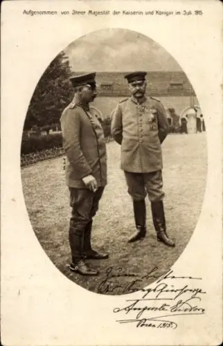 Passepartout Ak Kaiser Wilhelm II., Generalfeldmarschall Paul von Hindenburg, Posen 1915