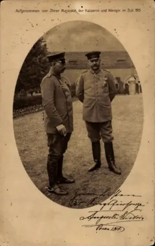 Passepartout Ak Kaiser Wilhelm II., Generalfeldmarschall Paul von Hindenburg, Posen 1915