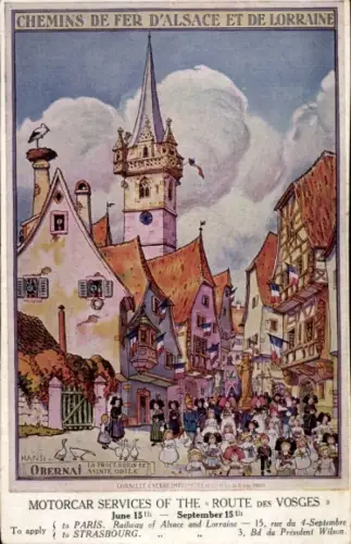 CPA Reklame, Chemins de Fer d'Alsace et de Lorraine, Motorcar Services