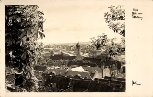 Ak Graz Steiermark, Durchblick vom Schloßberg aus