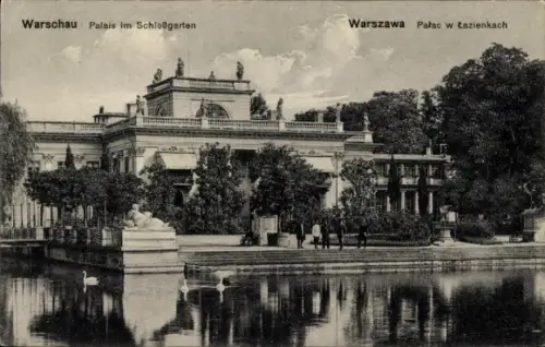 Ak Warszawa Warschau Polen, Palais, Schlossgarten
