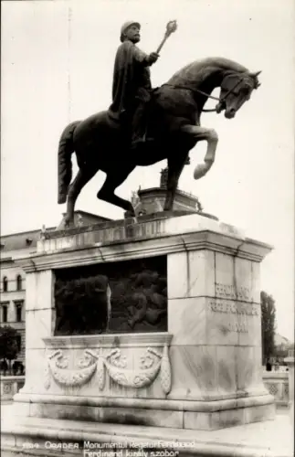 Ak Oradea Großwardein Nagyvárad Rumänien, Reiterstatue von König Ferdinand, Monument in Oradea