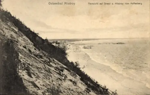 Ak Międzyzdroje Ostseebad Misdroy Pommern, Ostseebad  Fernsicht auf Strand, Kaffeeberg