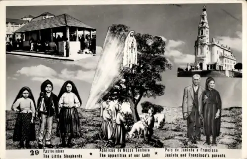 Ak Portugal, Pastorinhos, Aparicao de Nossa Senhora, Pais de Jacinta und Francisco