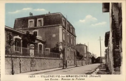 Ak Villeneuve lès Maguelone Hérault, Schule in der Avenue de Palavas