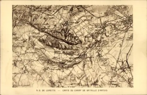 Landkarten Ak Artois Pas de Calais, Notre Dame de Lorette, Carte du Champ de Bataille d'Artois