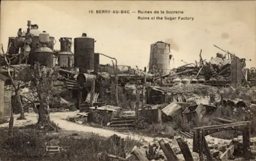 Ak Berry au Bac Aisne, Ruines de la Sucrerie