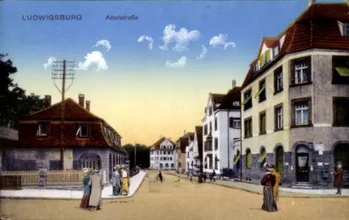 Ak Ludwigsburg in Württemberg,  Abelstraße, Straßenansicht, Menschen,  
