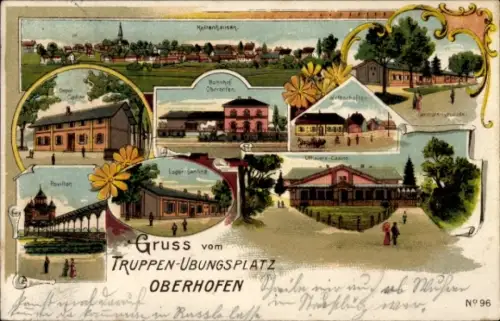 Litho Oberhoffen Oberhofen Elsass Bas Rhin, Truppenübungsplatz, Bahnhof, Offizierskasino, Pavillon