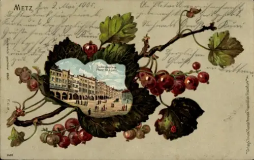 Johannisbeer Passepartout Litho Metz Moselle, Ludwigsplatz