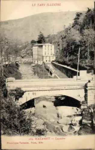 Ak Mazamet Tarn, Fluss, Brücke, Gebäude, Landschaft,  Laquière