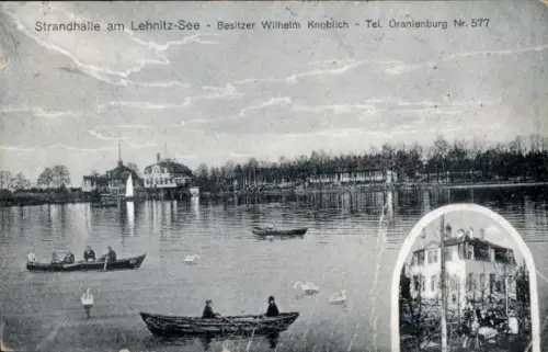 Ak Lehnitz Oranienburg, Strandhalle am Lehnitzsee, Bes. Wilhelm Knoblich, Boote