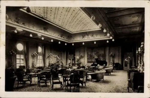Ak Dampfschiff Columbus, Norddeutscher Lloyd Bremen, Gesellschaftshalle I. Klasse