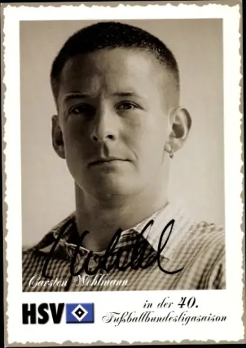 Autogrammkarte Fußballer Carsten Wehlmann, Hamburger SV, Autogramm