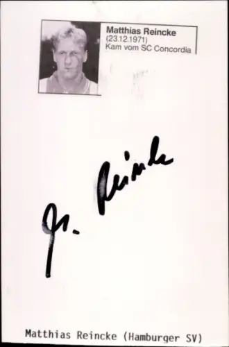 Autogrammkarte Fußballer Matthias Reincke, Hamburger SV, Autogramm