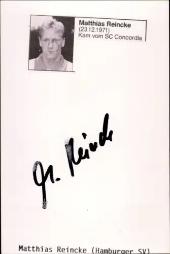 Autogrammkarte Fußballer Matthias Reincke, Hamburger SV, Autogramm